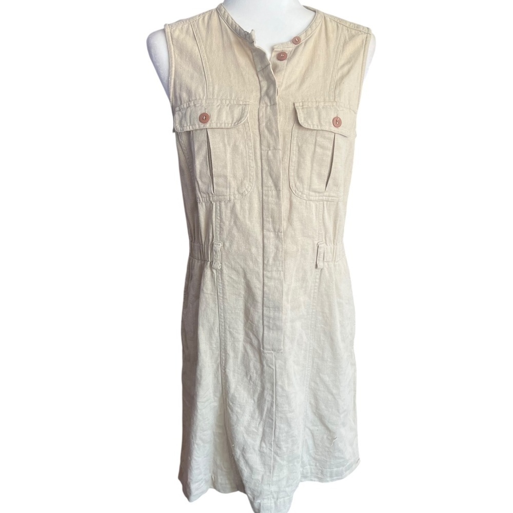 Vintage Linen & Cotton-Blend Cream Shift Dress